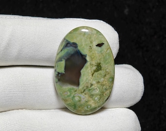 Natural Rhyolite Oval Shape Cabochon Loose Gemstone, Rhyolite Rainforest Jasper Gemstone Rhyolite For Jewelry Making 51 Ct. 38X26X6 MM