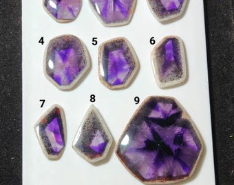 Trapiche Amethyst Freeform Flat Back Gemstone SLICE/SLAB Multiple Choice Listing Amethyst Slice