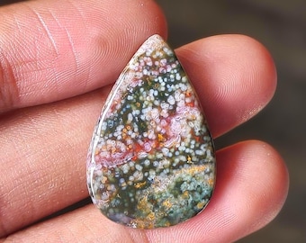Natural Ocean Jasper Cabochon Loose Gemstone For Making Jewelry Gift 22 Ct 29X20X5 MM