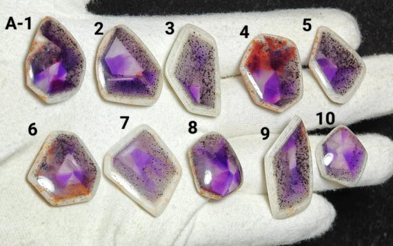 Trapiche Amethyst Freeform Flat Back Gemstone SLICE/SLAB Multiple Choice Listing