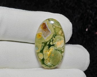 Natural Rhyolite Cabochon Gemstone Rainforest Jasper Stone For Jewelry Making 27 Ct 32X19X5 MM