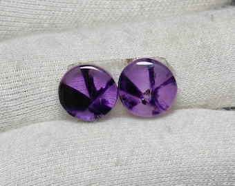 12 Ct Natural Star Amethyst Pair Cabochon Gemstone for making earring, trapiche Amethyst matched pair Wholesale For Making Jewelry 14X14X7MM