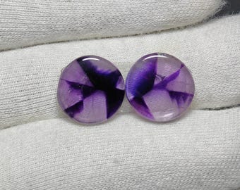 21 Ct Natural Star Amethyst Pair Cabochon Gemstone for making earring, trapiche Amethyst matched pair Wholesale For Making Jewelry 17X17X5MM