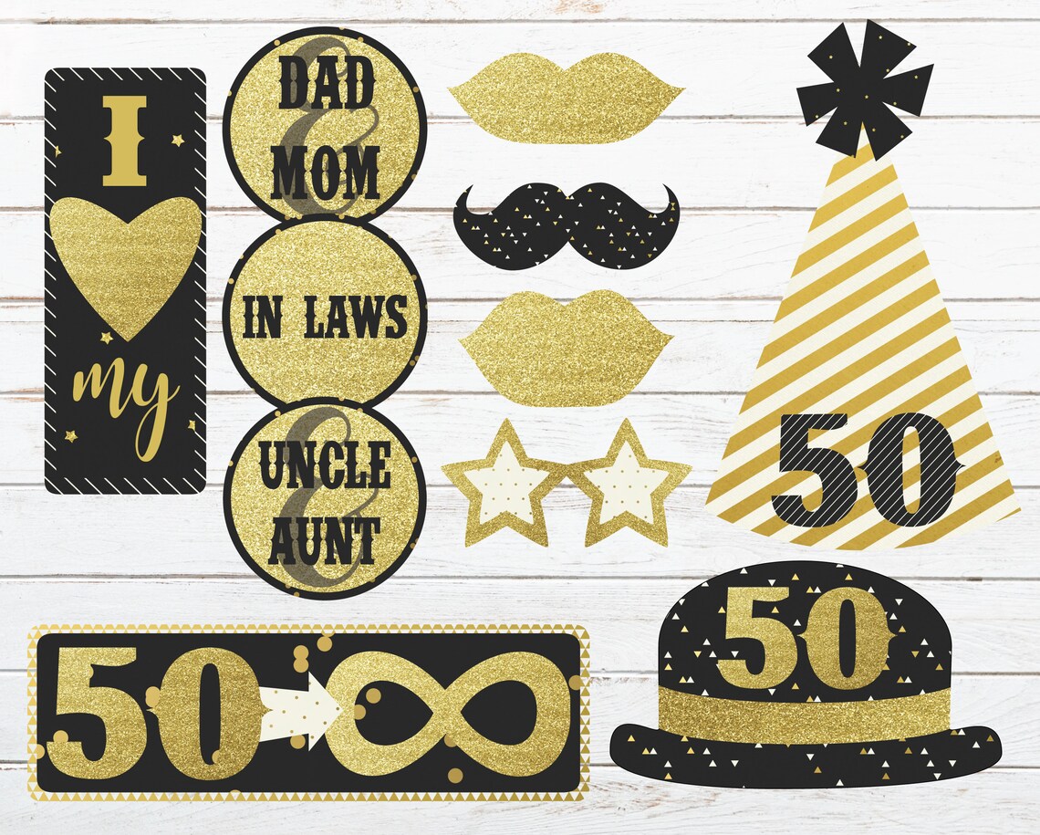 50th Anniversary Photo Booth Props Printable Photo Booth Etsy