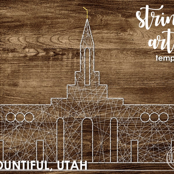Bountiful, Utah LDS Temple String Art Template | Simple 13x10 | LDS Temple String Art Pattern | Young Women Temple Craft | DIY Wedding Gift