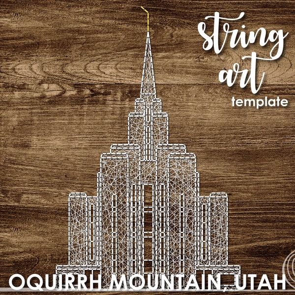 Oquirrh Mountain, Utah LDS Temple String Art Template | Detail 12x18 | LDS Temple String Art Pattern | String Art Temple Craft | Young Women