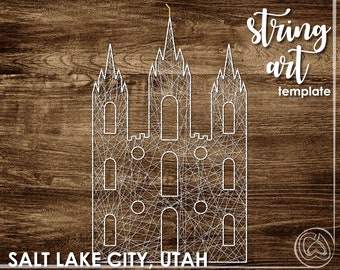 Salt Lake, Utah LDS Temple | String Art Template | Simple 12x18 | LDS Temple String Art Pattern | DIY Wedding Gift | Relief Society Craft