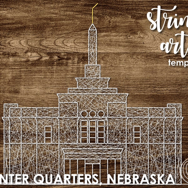 Winter Quarters, Nebraska LDS Temple | String Art Template | Detailed 15x15 | LDS Temple String Art Pattern | Relief Society Craft | Wedding