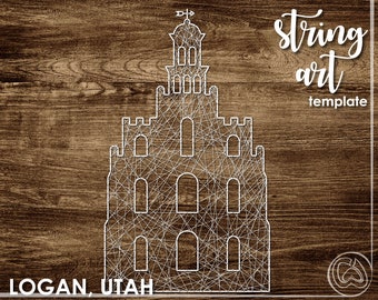 Logan, Utah LDS Temple | String Art Template | Simple 12x18 |  LDS Temple String Art Pattern | DIY Wedding Present | Relief Society Craft