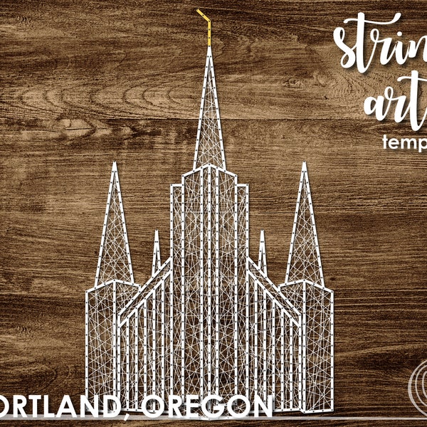 Portland, Oregon LDS Temple | String Art Template | Detailed 12x18 | LDS Temple String Art Pattern | DIY Wedding Gift | Relief Society Craft