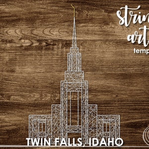 Twin Falls, Idaho LDS Temple String Art Template | Detailed 12x18 | LDS Temple String Art Pattern | Young Women Craft | LDS Wedding Present