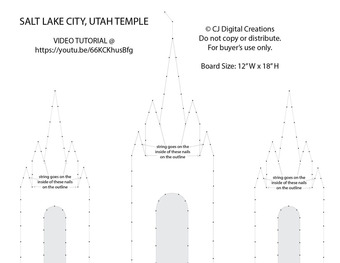 Salt Lake, Utah LDS Temple | String Art Template | Simple 12x18 | LDS ...