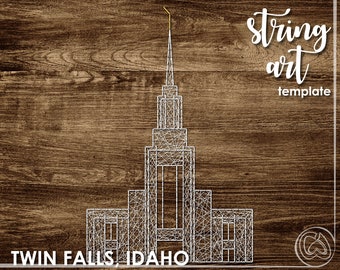 Twin Falls, Idaho LDS Temple String Art Template | Detailed 12x18 | LDS Temple String Art Pattern | Young Women Craft | LDS Wedding Present