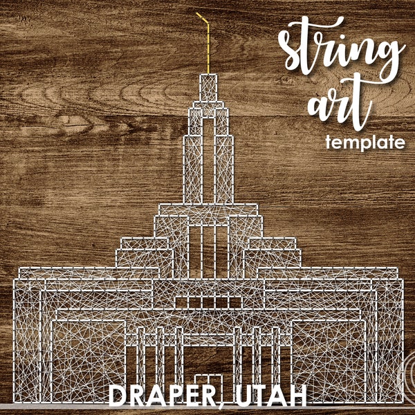 Draper, Utah LDS Temple | Modèle d'art fictif | Détaillé 15 x 15 | Motif artistique torsadé Temple | Cadeau de mariage DIY | Société de Secours | Jeunes femmes