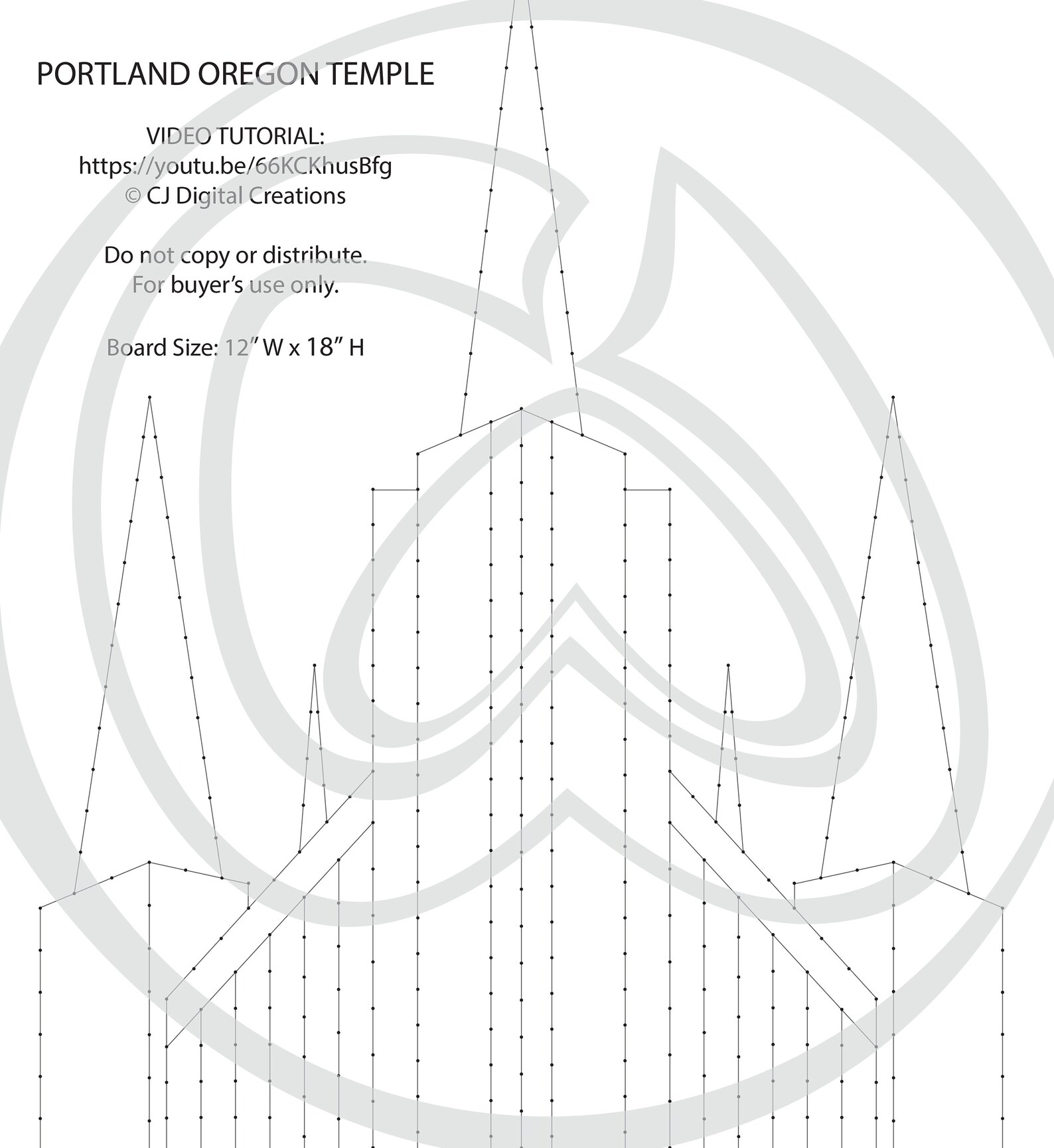 Portland, Oregon LDS Temple String Art Template Detailed 12x18 LDS ...