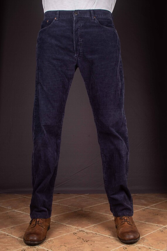 90s LEVI'S 551 Men's Cord Pants Blue - image 9
