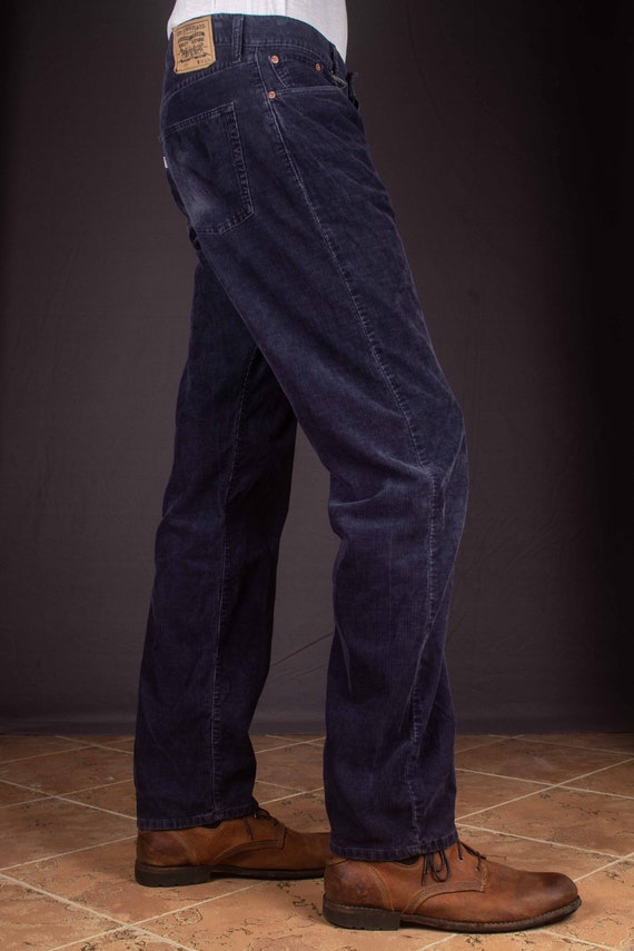 90s LEVI'S 551 Men's Cord Pants Blue - image 6