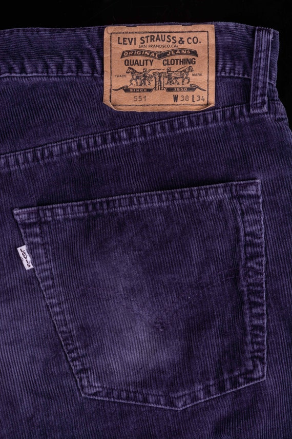 90s LEVI'S 551 Men's Cord Pants Blue - image 2