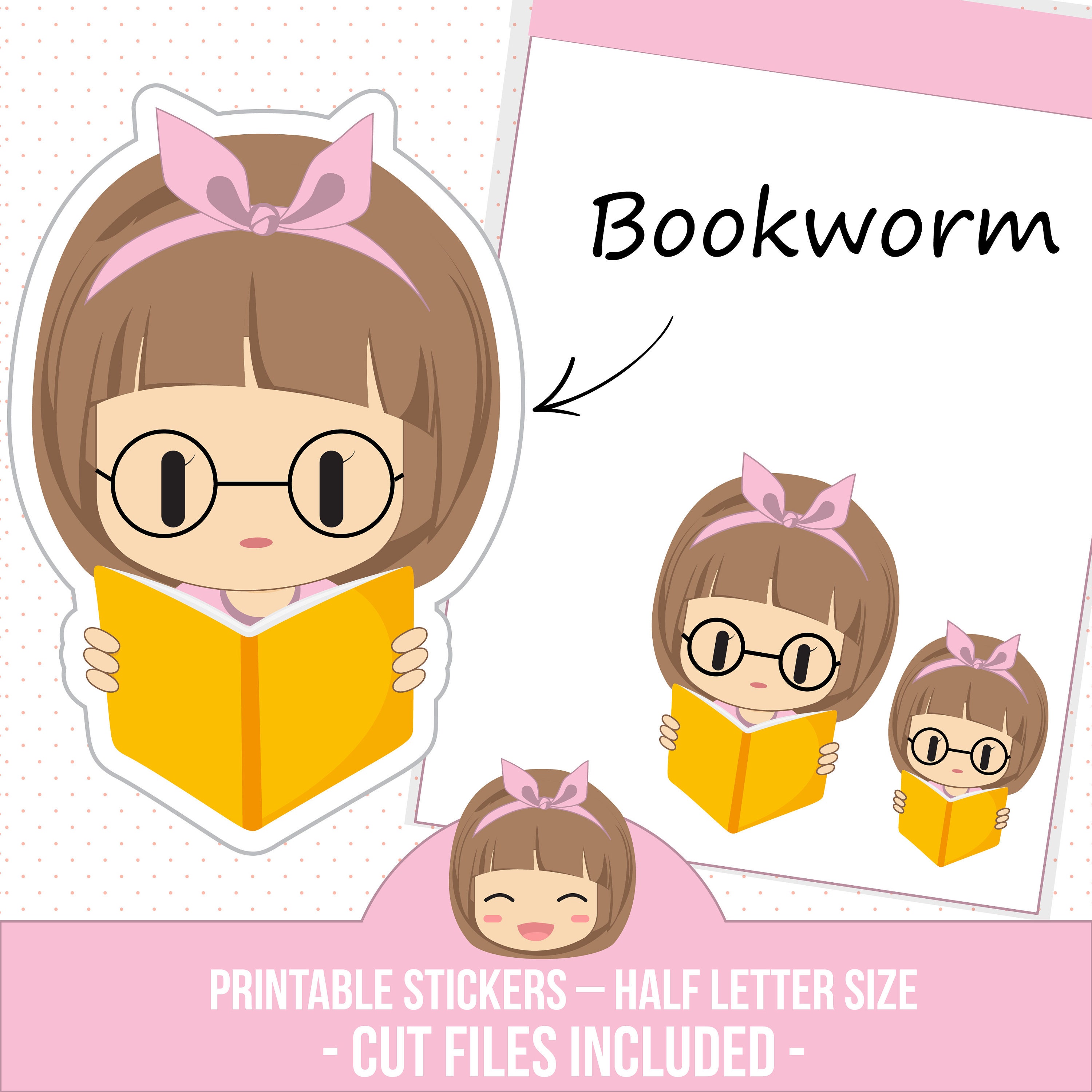 Book reading stickers School stickers Study stickers Etsy