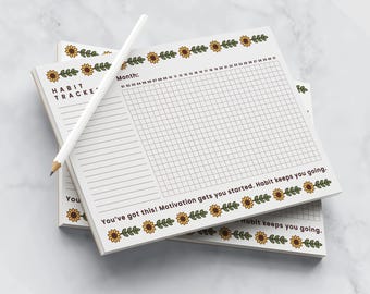 A5 Habit Tracker Notepad | Monthly Goal Planner, Floral Design
