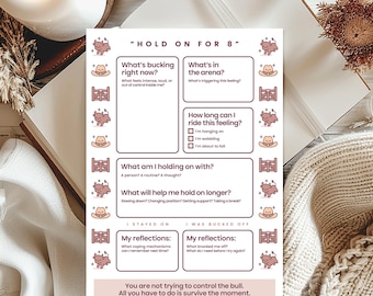 Hold for 8 Rodeo Riding Notepad | Survive the Moment Pad | Feeling Management Self Help Tool | Country Western Stationery