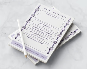 A5 Worry Worksheet Notepad • Mental Health Journal, Anxiety Relief