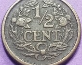 Vintage 1914 Netherlands 1 2 Cent Coin crafting collecting jewelry supply collectible coin
