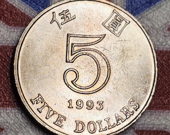 1993 Hong Kong 5 Dollars — Modern / Patten Reform Era — Bauhinia Flower — Copper-Nickel — Extremely Fine+