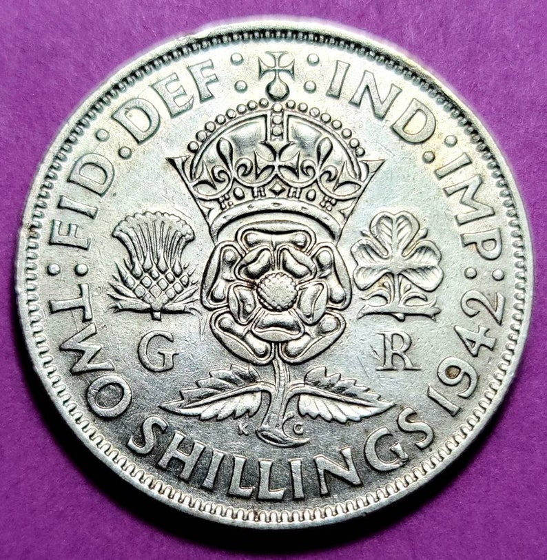1942 Great Britain Silver 2 Shillings coin WW2-Era coins