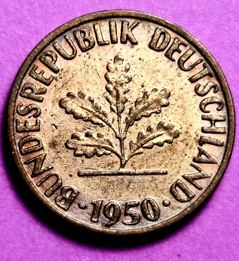 1950F Germany 1 Pfennig Coin Etsy 1950F Germany 1 Pfennig Coin Etsy