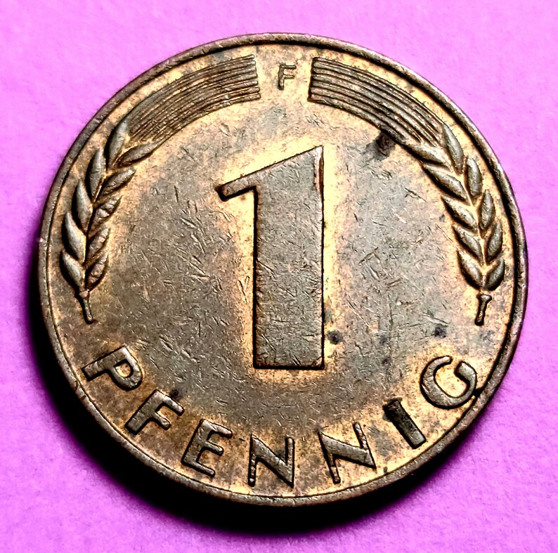 1950F Germany 1 Pfennig Coin Etsy 1950F Germany 1 Pfennig Coin Etsy