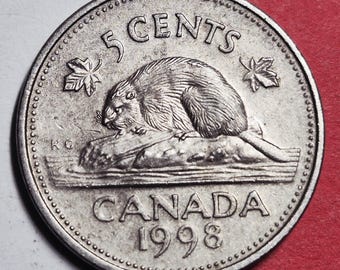 1998 Canada 5 Cents — Modern Vintage / Elizabeth II — Beaver — Fine Plus