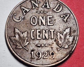 1929 Canada One Cent — Interwar / George V — Maple Leaves (Small Cent) — Fine