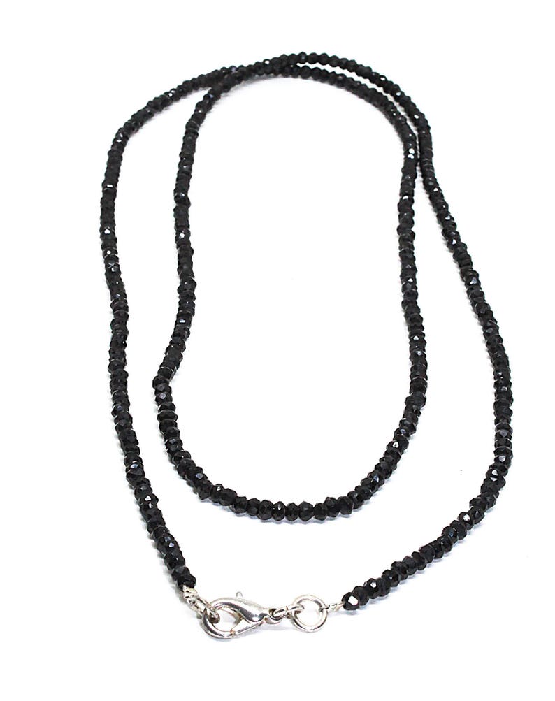 Roundel Beads 30 Inch Full Strand Super Fine Quality Beads Complete Necklace Natural Gemstone Black Spinel Faceted Roundel 3 MM Approx