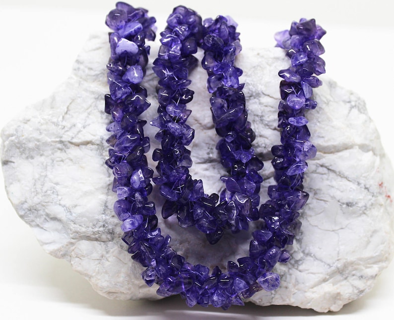 Natural Purple Amethyst Smooth Chips Nuggets 5x3,6x4 24 inch Strand