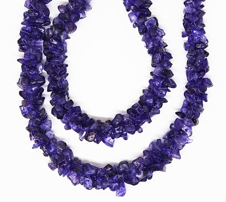 Natural Purple Amethyst Smooth Chips Nuggets 5x3,6x4 24 inch Strand
