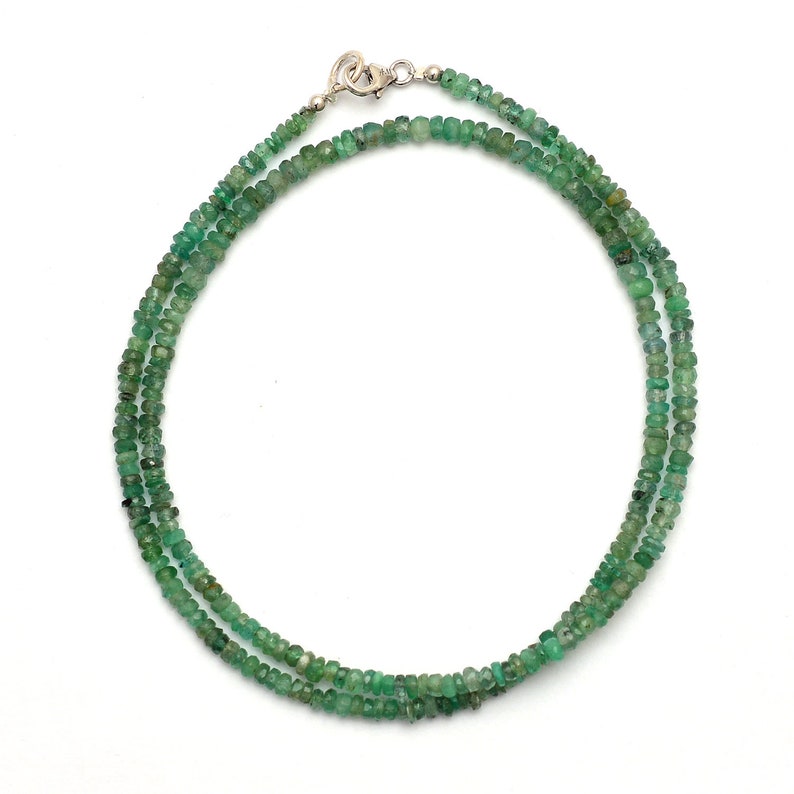 2-3mm AAA Natural Zambian Emerald Faceted Rondelle Gemstone Beads