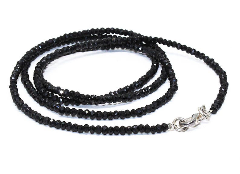 Roundel Beads 30 Inch Full Strand Super Fine Quality Beads Complete Necklace Natural Gemstone Black Spinel Faceted Roundel 3 MM Approx