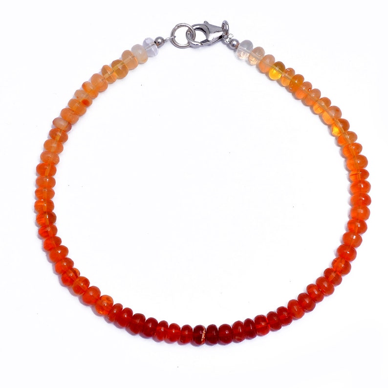 Champagne Mexican Fire Opal Beaded Bracelet 5mm Fire Opal Rondelle Beads Bracelet Fire Volcanoes Opal Natural Orange Fire Opal Gem Beads