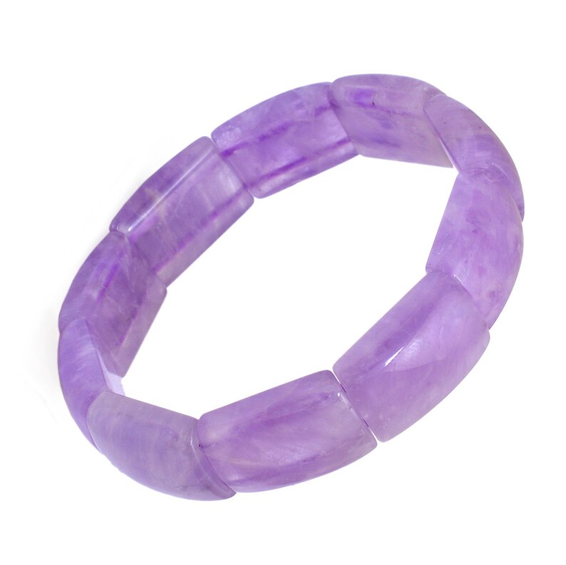 Beautiful- Lavender AMETHYST Bangle Bracelet Amethyst Jewelry- AMB-331 14x20 MM Rectangular Beads Bracelet Amethyst Stretchable Bracelet