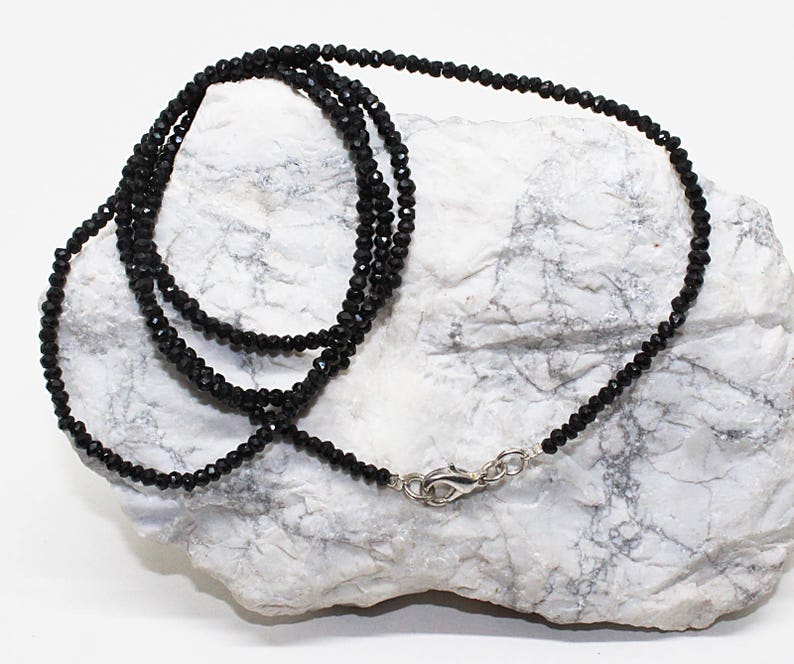 Roundel Beads 30 Inch Full Strand Super Fine Quality Beads Complete Necklace Natural Gemstone Black Spinel Faceted Roundel 3 MM Approx