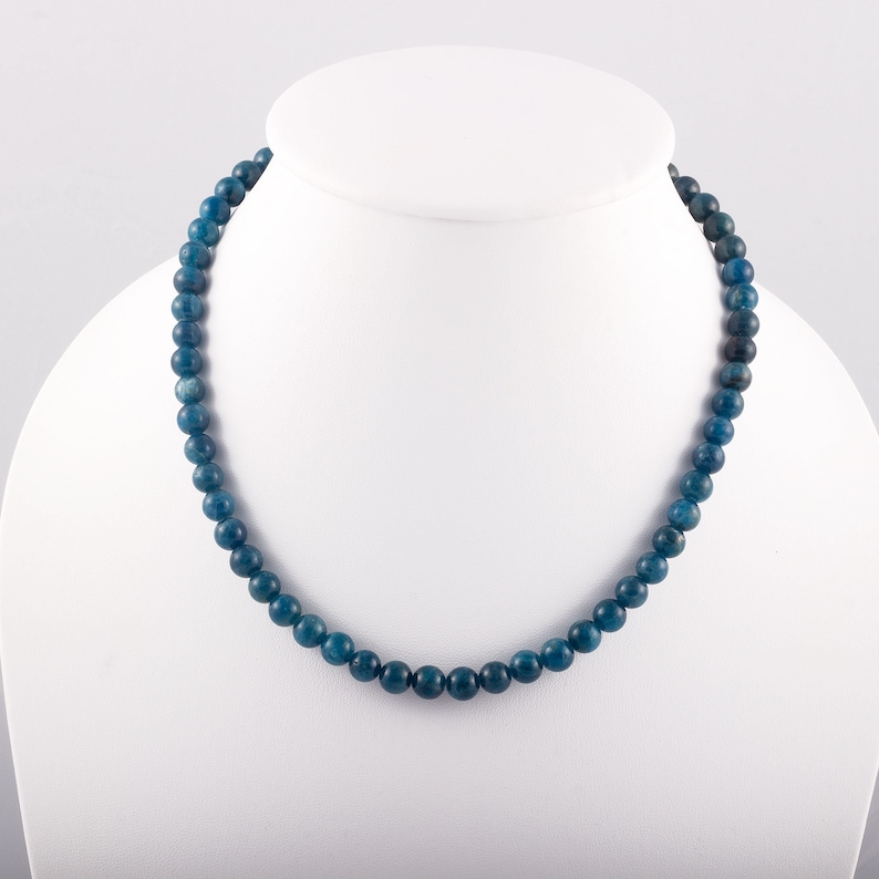 Full Stand 18 Inches Super Finest Quality Apatite Smooth Round Beads 7 MM Genuine Blue Apatite Smooth round Beads Necklace