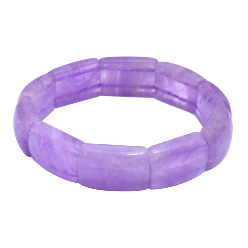 Beautiful- Lavender AMETHYST Bangle Bracelet Amethyst Jewelry- AMB-331 14x20 MM Rectangular Beads Bracelet Amethyst Stretchable Bracelet