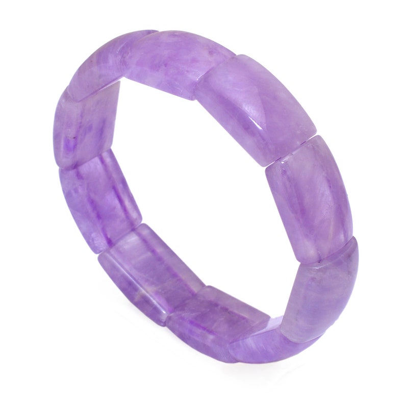 Beautiful- Lavender AMETHYST Bangle Bracelet Amethyst Jewelry- AMB-331 14x20 MM Rectangular Beads Bracelet Amethyst Stretchable Bracelet