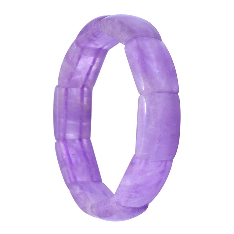 Beautiful- Lavender AMETHYST Bangle Bracelet Amethyst Jewelry- AMB-331 14x20 MM Rectangular Beads Bracelet Amethyst Stretchable Bracelet