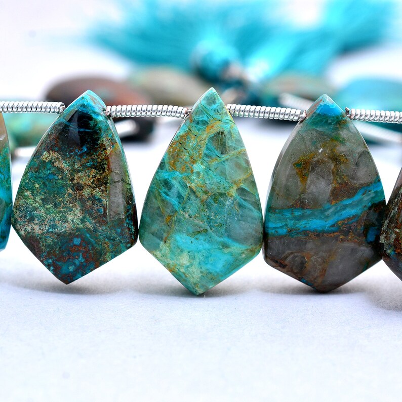 13x22 MM Chrysocolla Fancy Beads 1 Strands Finest Quality Chrysocolla Fancy Shape Beads Gemstone Beads 8 Long Strand AMB-247 12x17 MM