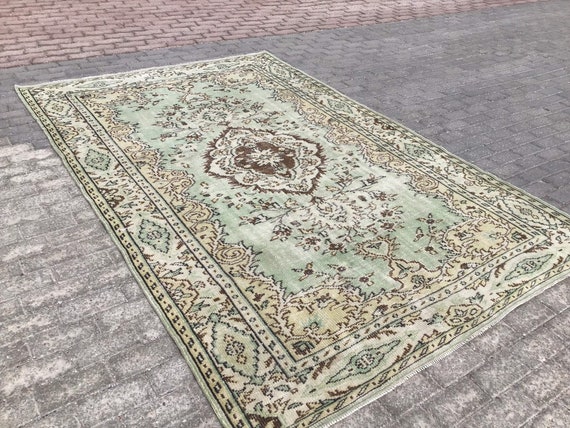 Turkish Rug 5 9x9 Feet Vintage Rug Oushak Rug Beige Etsy