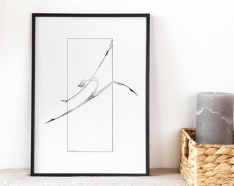 Limited edition art reproduction of a minimalist drawing painted in Indian ink "Le Voltigeur"