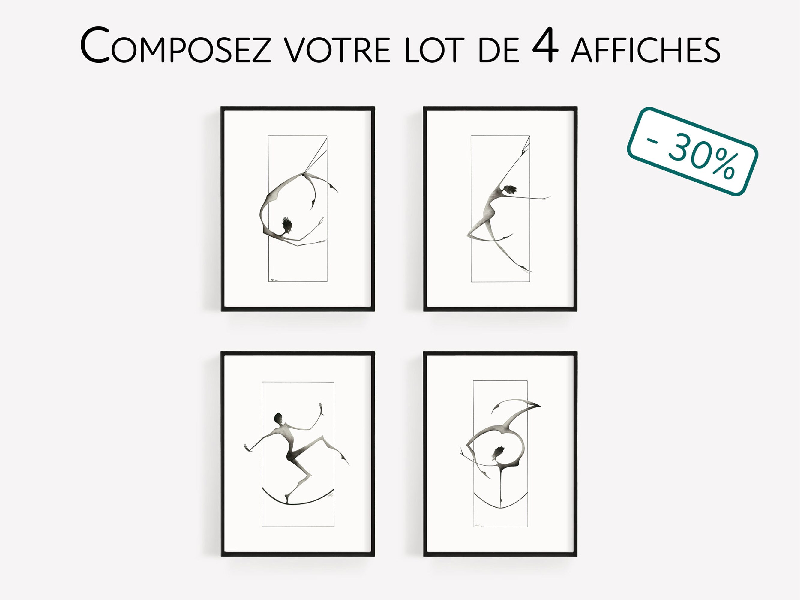 Lot de 4 Affiches Décoratives Signées et Numérotées, Composez Le Votre