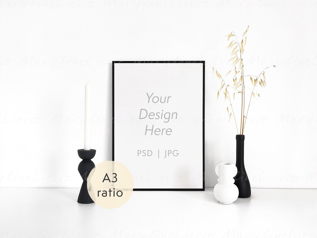 A3 Frame Mockup With Decor A2 Minimal Frame Template With Plants Thin